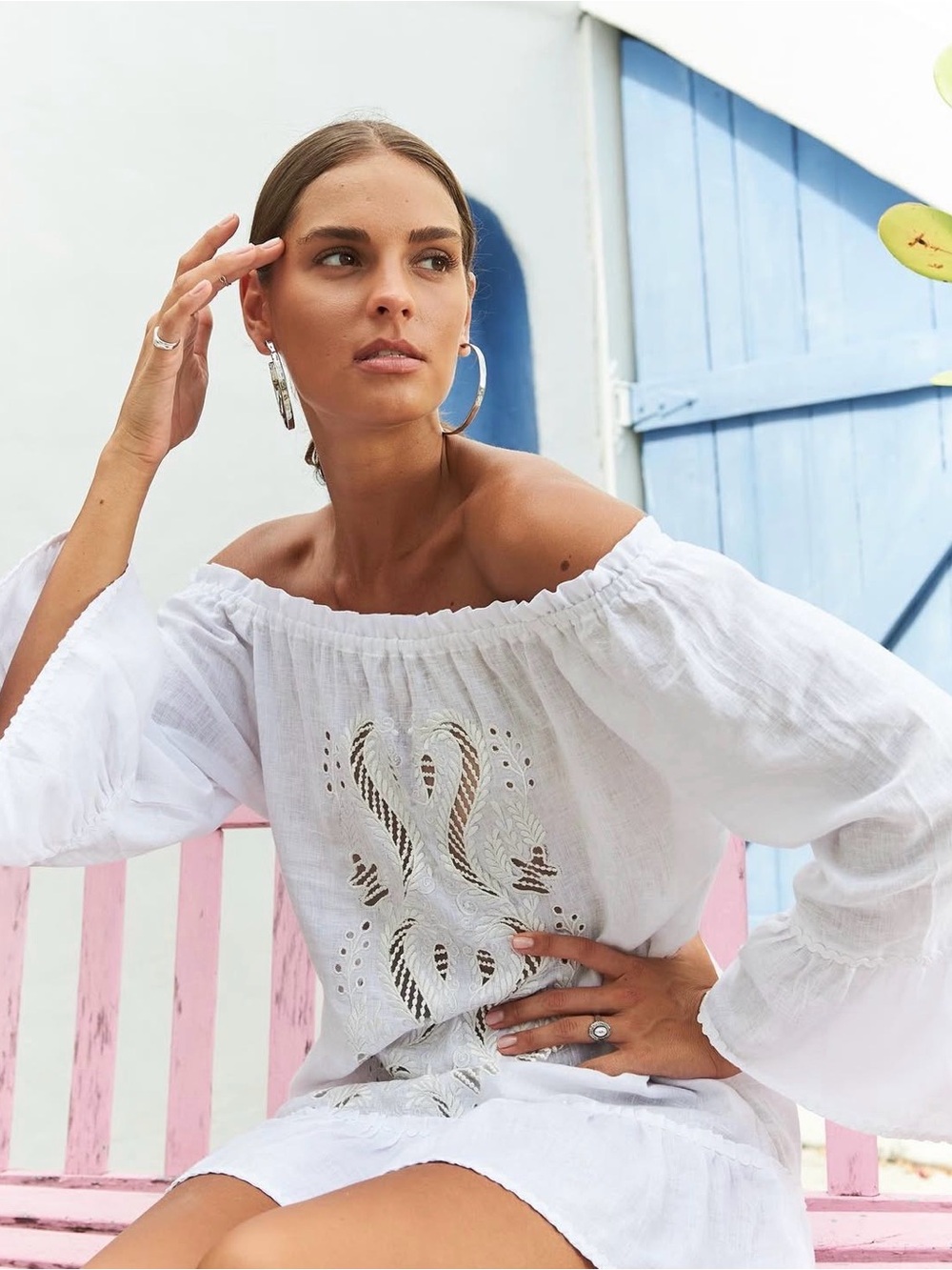 Taj By Sabrina Crippa Eyelet Javed Mini Dress, Cotton, NWT